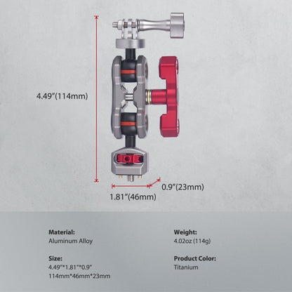 1/4" Screw Double Ball Head Magic Arm with Retractable Pins and Gopro Mount Adapter - CAME - TV