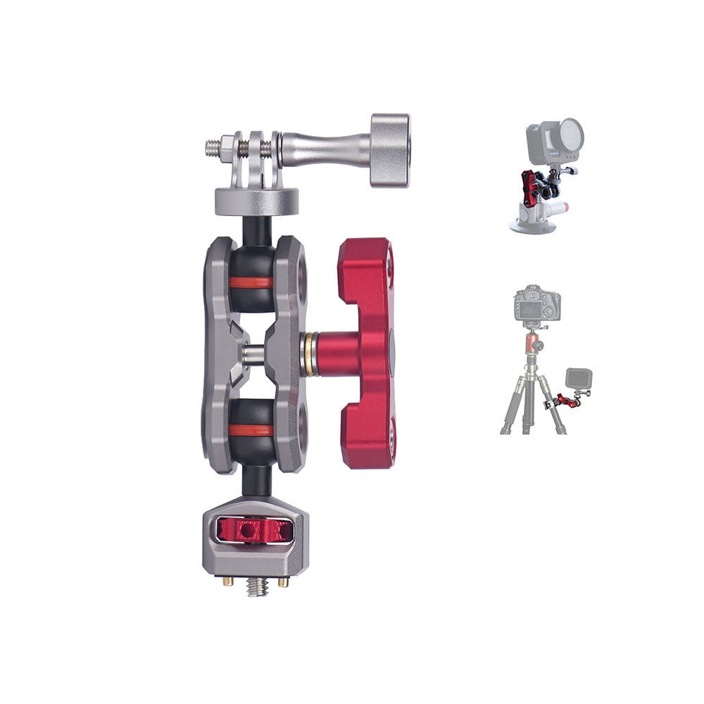 1/4" Screw Double Ball Head Magic Arm with Retractable Pins and Gopro Mount Adapter - CAME - TV