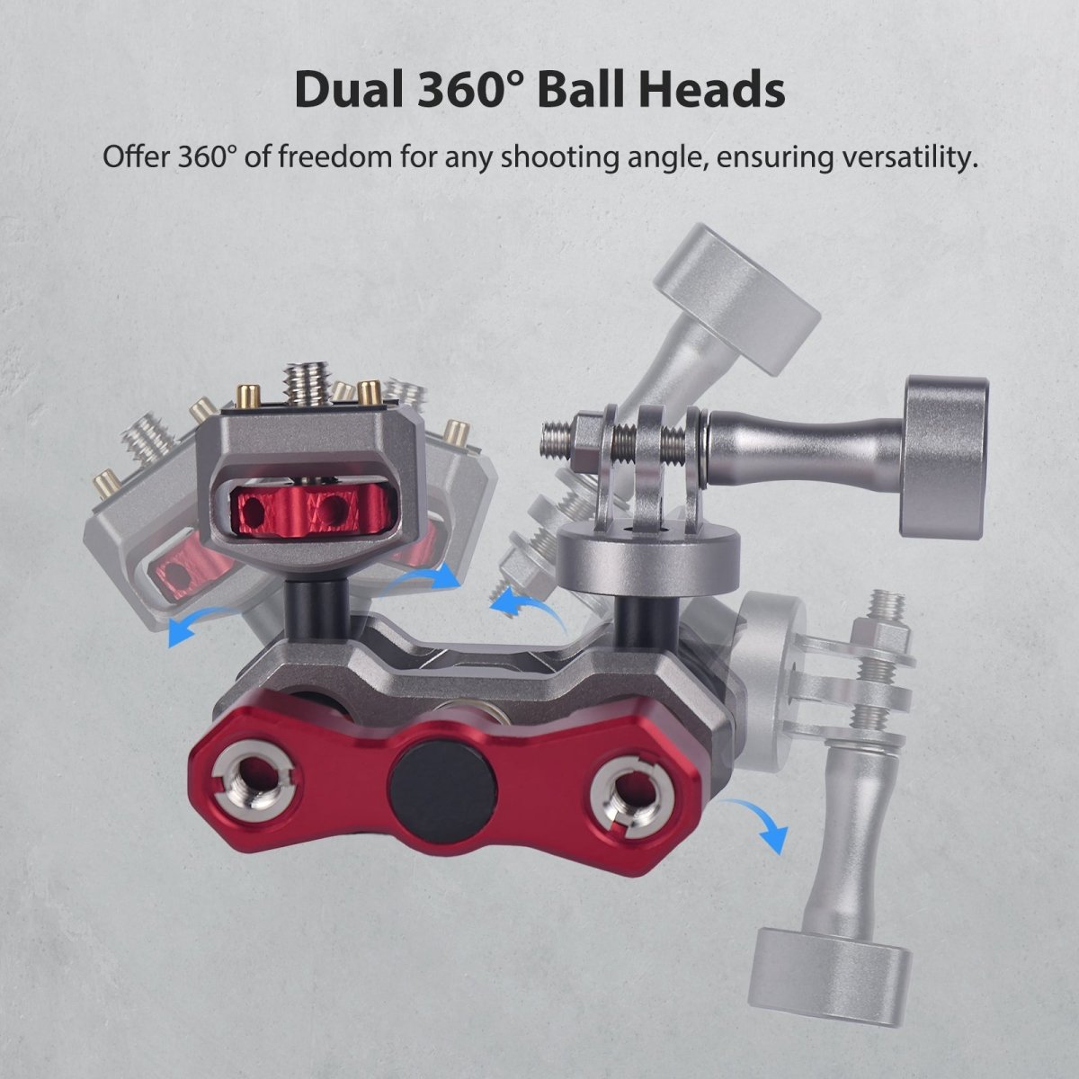 1/4" Screw Double Ball Head Magic Arm with Retractable Pins and Gopro Mount Adapter - CAME - TV