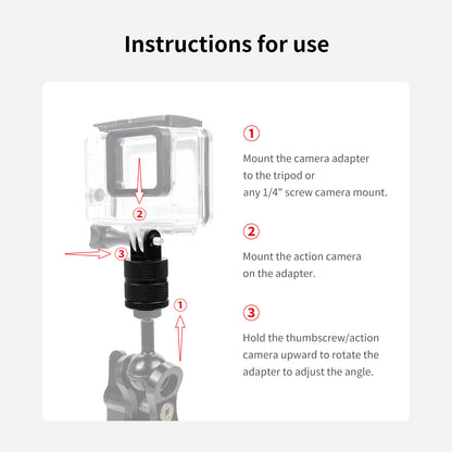 Mechrig 360° Rotating Metal Adapter 1/4 Screw to GoPro Stand