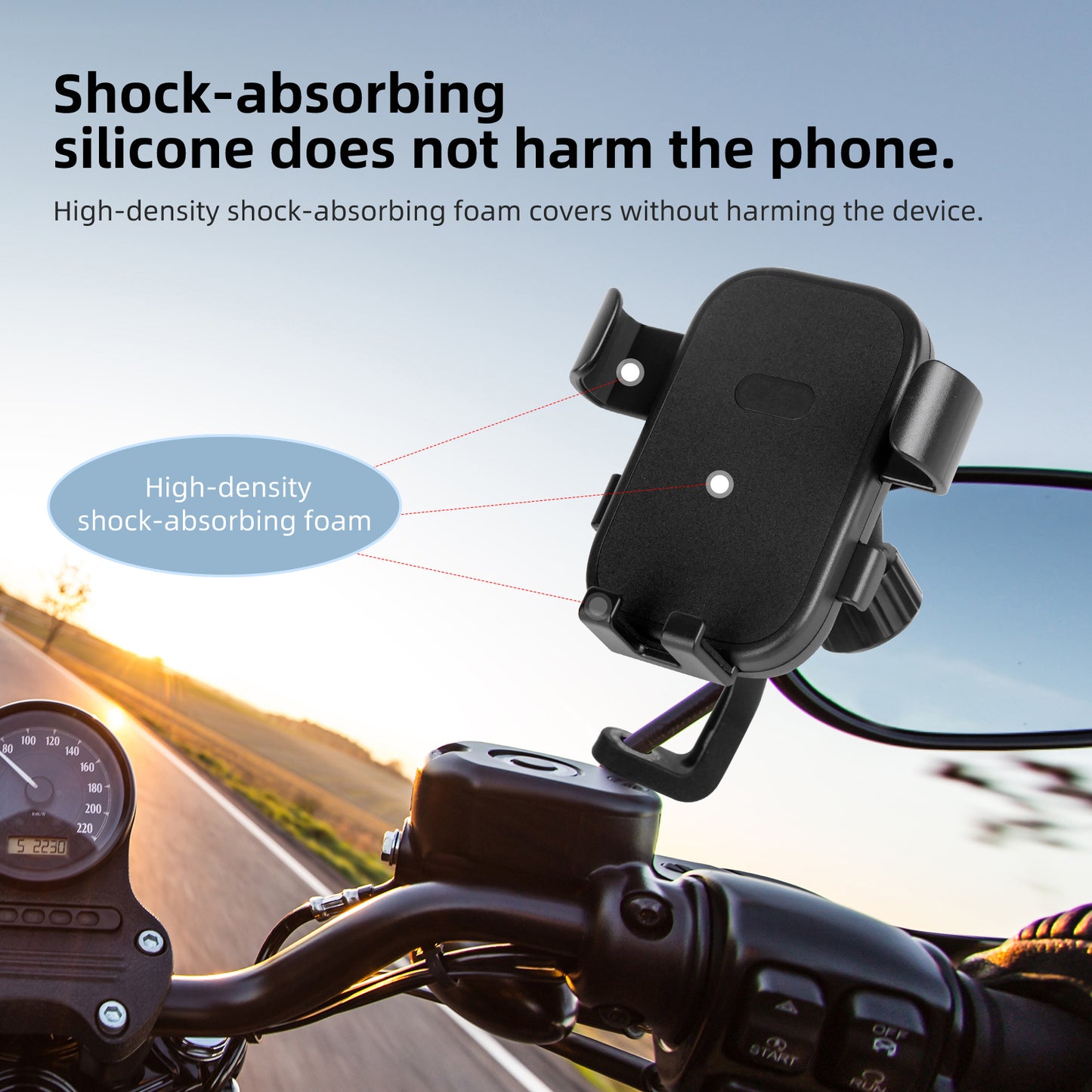 Mechrig Motorcycle Rearview Mirror Adjustable Phone Holder