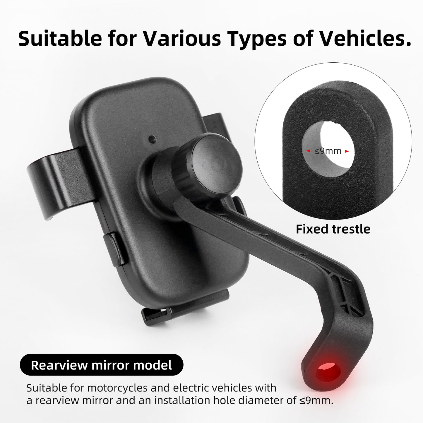 Mechrig Motorcycle Rearview Mirror Adjustable Phone Holder