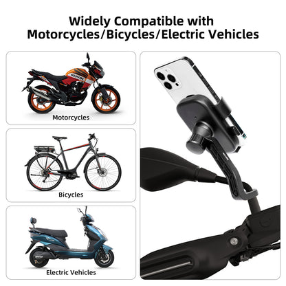 Mechrig Motorcycle Rearview Mirror Adjustable Phone Holder