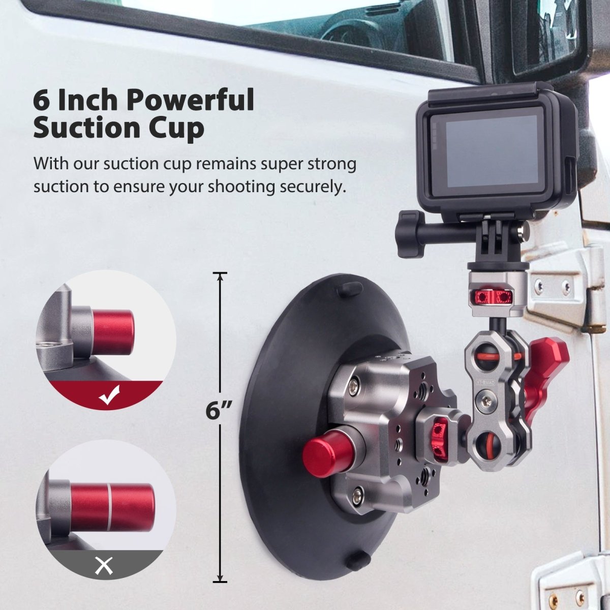 CAME - TV 6" Suction Cup Camera Mount with 1/4" Screw Ball Head Magic Arm - CAME - TV