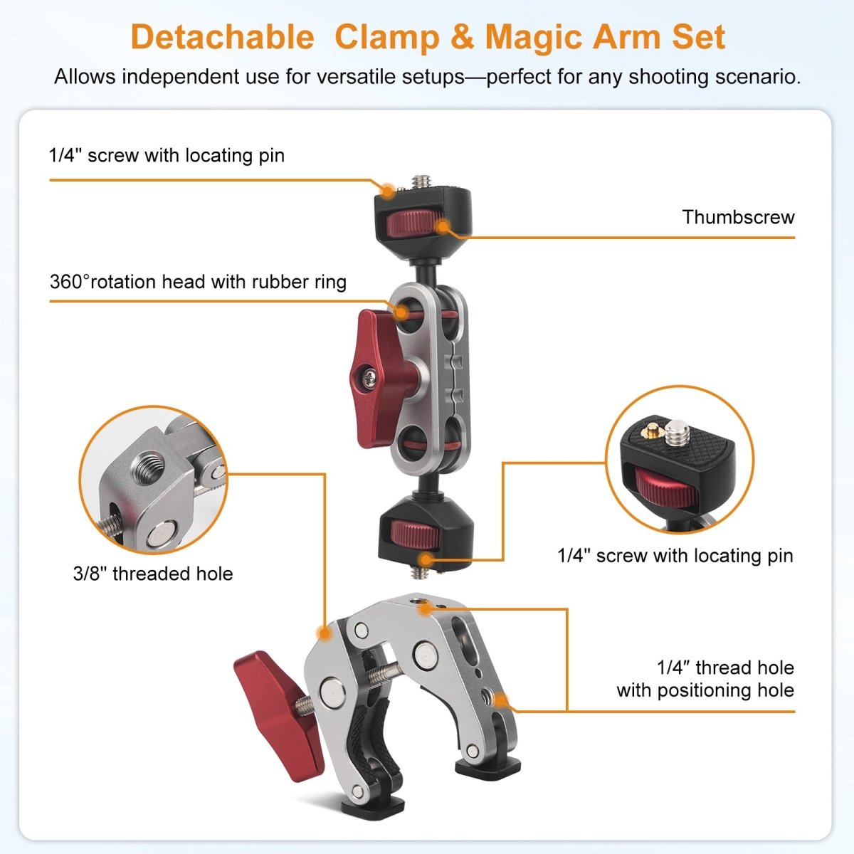 CAME - TV Aluminum Super Clamp with Dual Ballhead Magic Arm - CAME - TV