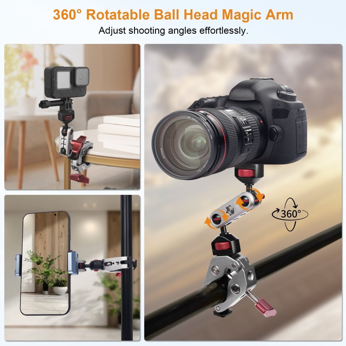 CAME - TV Aluminum Super Clamp with Dual Ballhead Magic Arm - CAME - TV