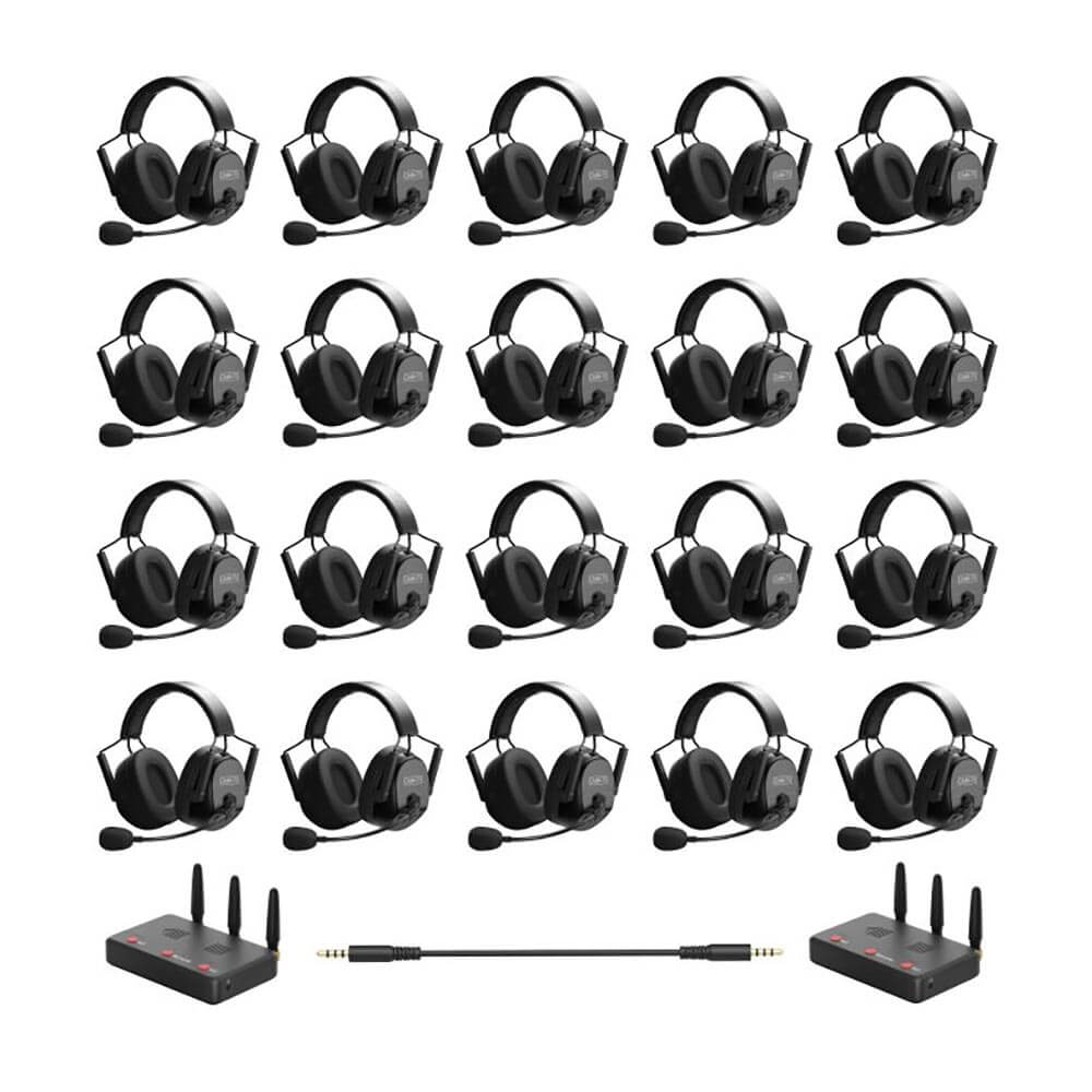 CAME - TV KUMINIK8 Duplex Digital Wireless Intercom Headset Distance up to 1500ft (450 Meters) with Hardcase - Dual Ear 20 Pack - CAME - TV