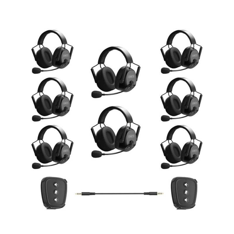 CAME - TV KUMINIK8 Duplex Digital Wireless Intercom Headset Distance up to 1500ft (450 Meters) with Hardcase - Dual Ear 8 Headsets +2 Nano Pack - CAME - TV