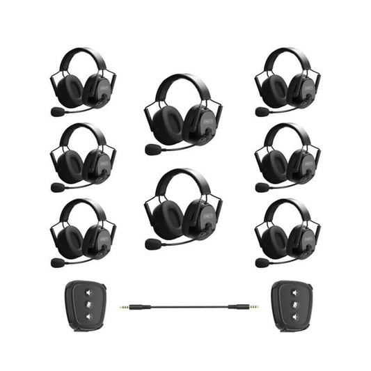 CAME - TV KUMINIK8 Duplex Digital Wireless Intercom Headset Distance up to 1500ft (450 Meters) with Hardcase - Dual Ear 8 Headsets +2 Nano Pack - CAME - TV