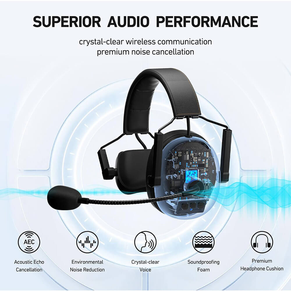 CAME - TV KUMINIK8 Duplex Digital Wireless Intercom Headset Distance up to 1500ft (450 Meters) with Hardcase - Single Ear 8 Headsets + 2 Nano Pack - CAME - TV