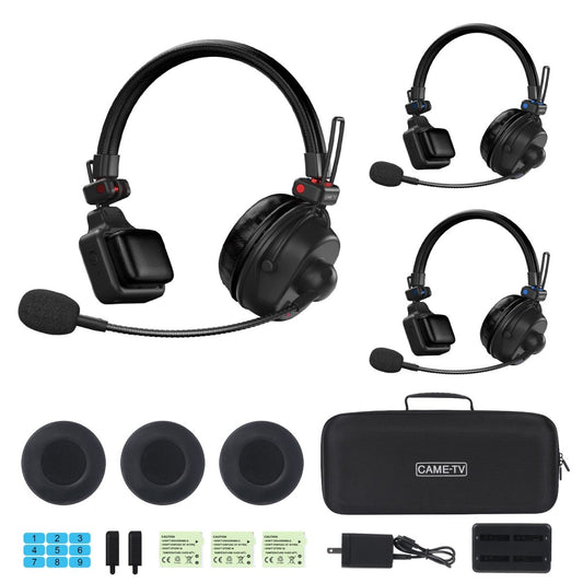 CAME - TV WAERO Pro Full Duplex Dual Antenna 1.9G Lightweight Wireless Intercom Headset - 3 Pack - CAME - TV