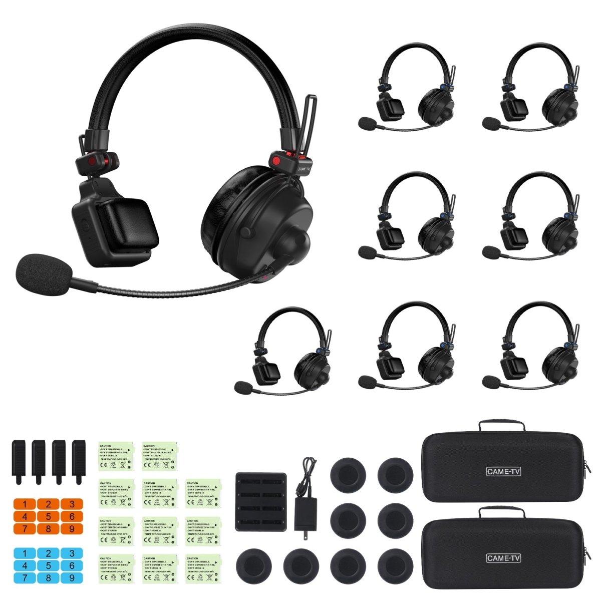 CAME - TV WAERO Pro Full Duplex Dual Antenna 1.9G Lightweight Wireless Intercom Headset - 8 Pack - CAME - TV