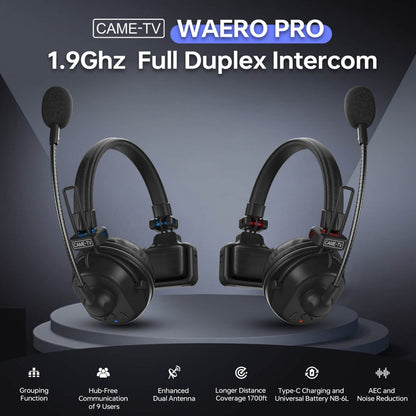 CAME - TV WAERO Pro Full Duplex Dual Antenna 1.9G Lightweight Wireless Intercom Headset - Remote - CAME - TV