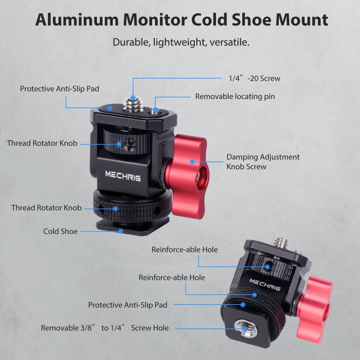 Knob Adjustment Damping Tripod Head 1/4" Screw to Cold Shoe - CAME - TV