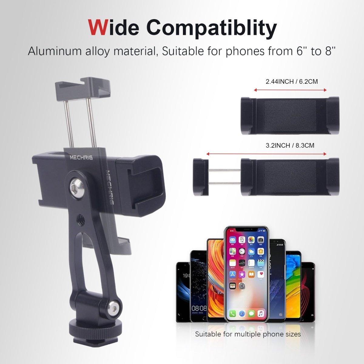 Mechrig Aluminum 360° Rotation & 180° Tilt Phone Clamp with Cold Shoe Base - CAME - TV