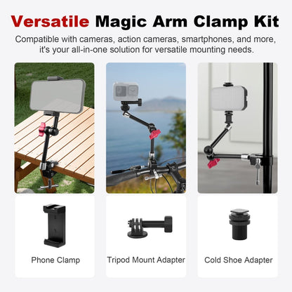 Mechrig Aluminum Super Clamp with 1/4" Screw 11" Articulating Magic Arm - CAME - TV