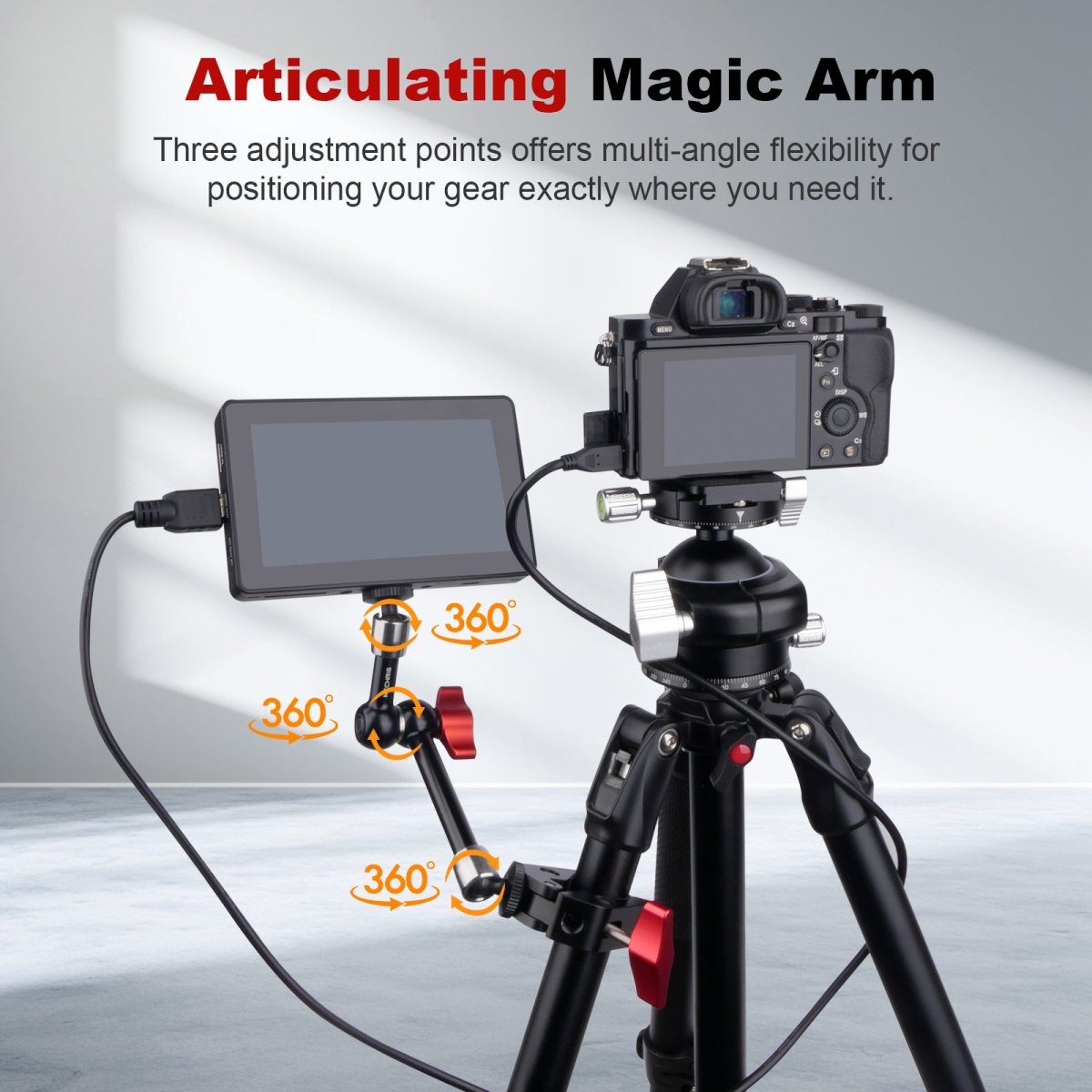 Mechrig Aluminum Super Clamp with 1/4" Screw 9" Articulating Magic Arm - CAME - TV