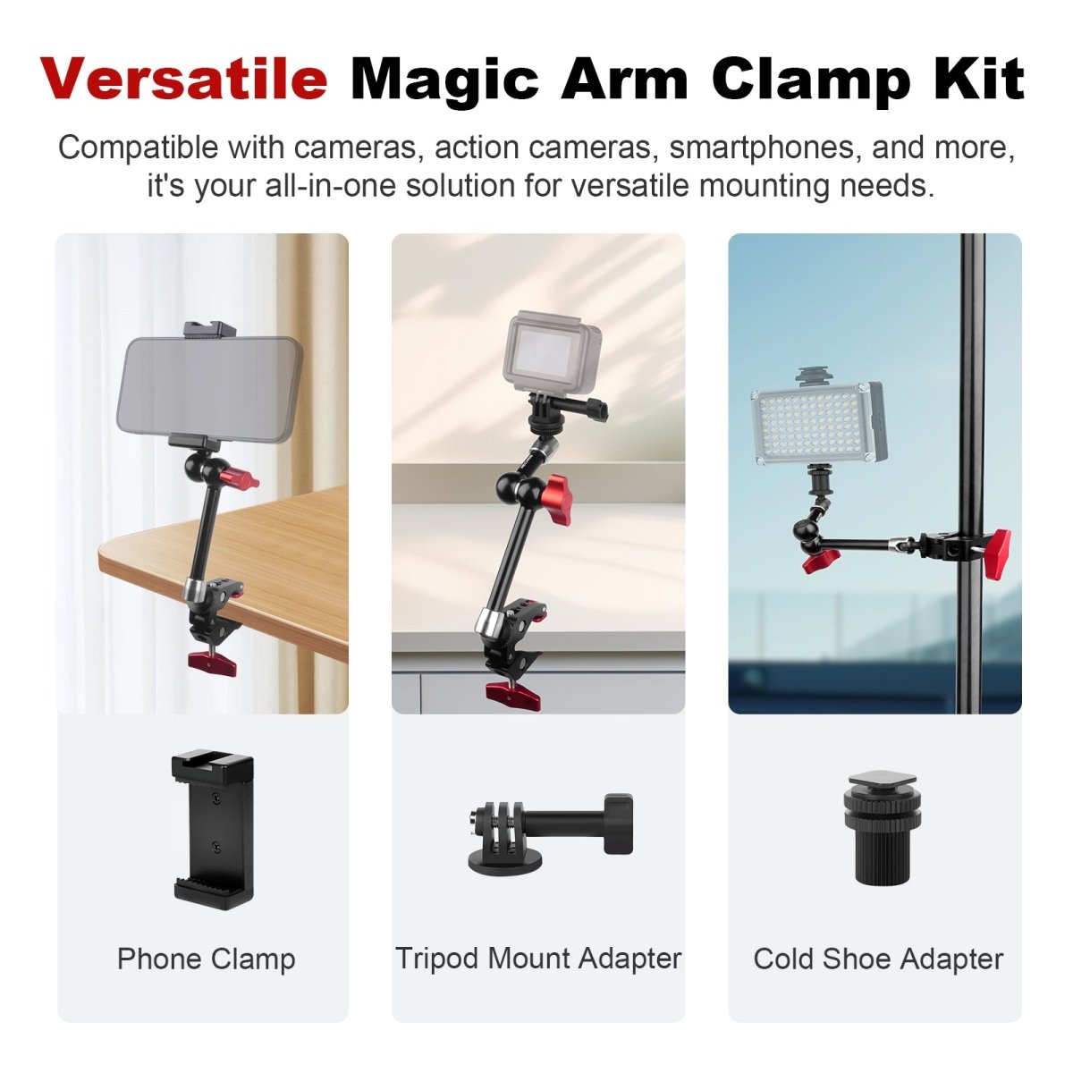 Mechrig Aluminum Super Clamp with 1/4" Screw 9" Articulating Magic Arm - CAME - TV