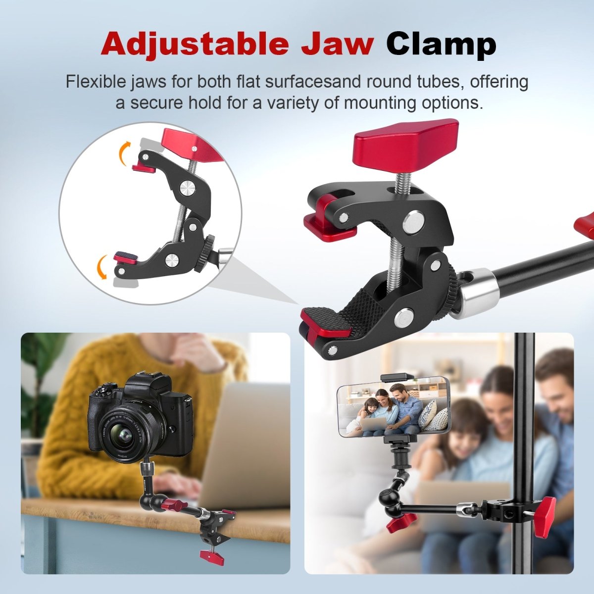 Mechrig Aluminum Super Clamp with 1/4" Screw 9" Articulating Magic Arm - CAME - TV