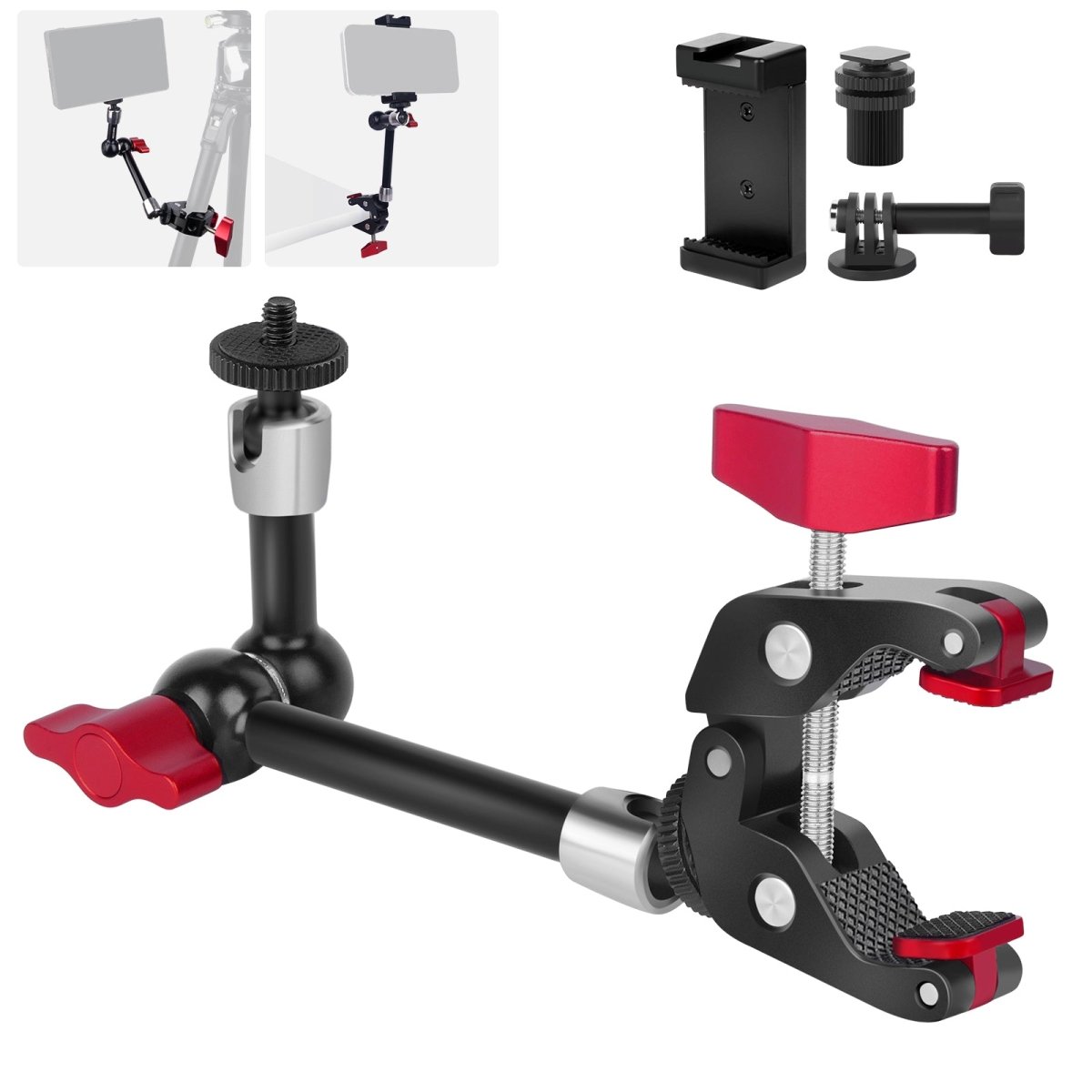 Mechrig Aluminum Super Clamp with 1/4" Screw 9" Articulating Magic Arm - CAME - TV