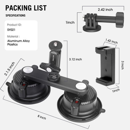 Mechrig Dual Suction Cup Camera Mount with Ballhead Magic Arm - CAME - TV