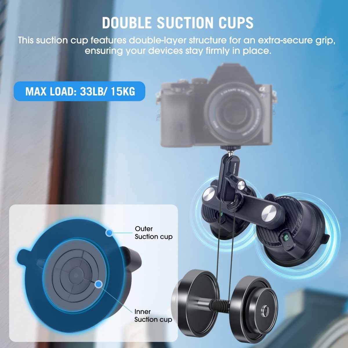 Mechrig Dual Suction Cup Camera Mount with Ballhead Magic Arm - CAME - TV