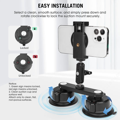 Mechrig Dual Suction Cup Camera Mount with Ballhead Magic Arm - CAME - TV