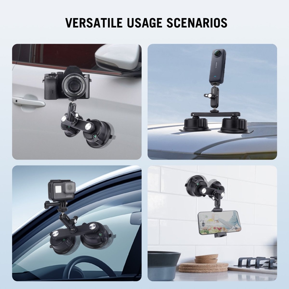 Mechrig Dual Suction Cup Camera Mount with Ballhead Magic Arm - CAME - TV