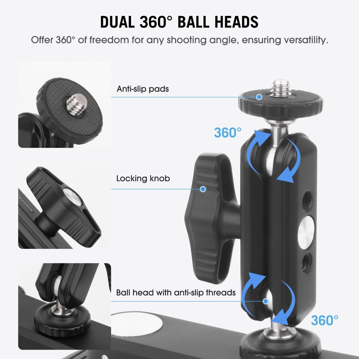 Mechrig Dual Suction Cup Camera Mount with Ballhead Magic Arm - CAME - TV