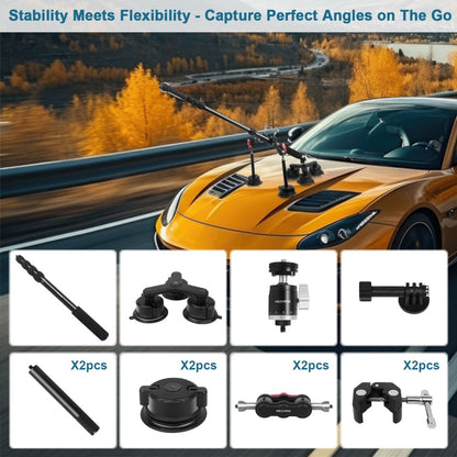 Mechrig Five Suction Cup Car Mount Kit with 59” Retractable Selfie Stick - CAME - TV