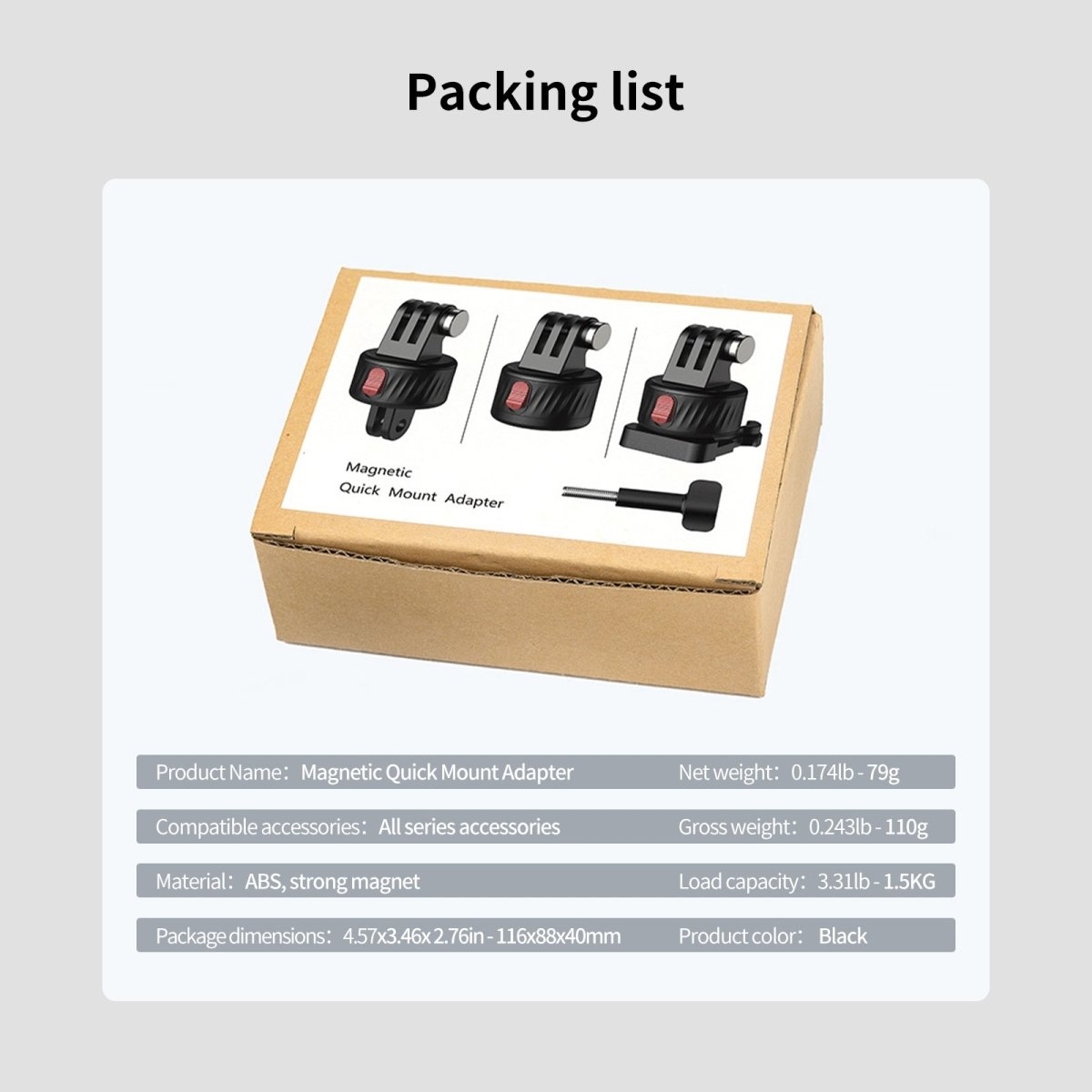 Mechrig Magnetic Quick Release Adapter Set for GoPro - CAME - TV