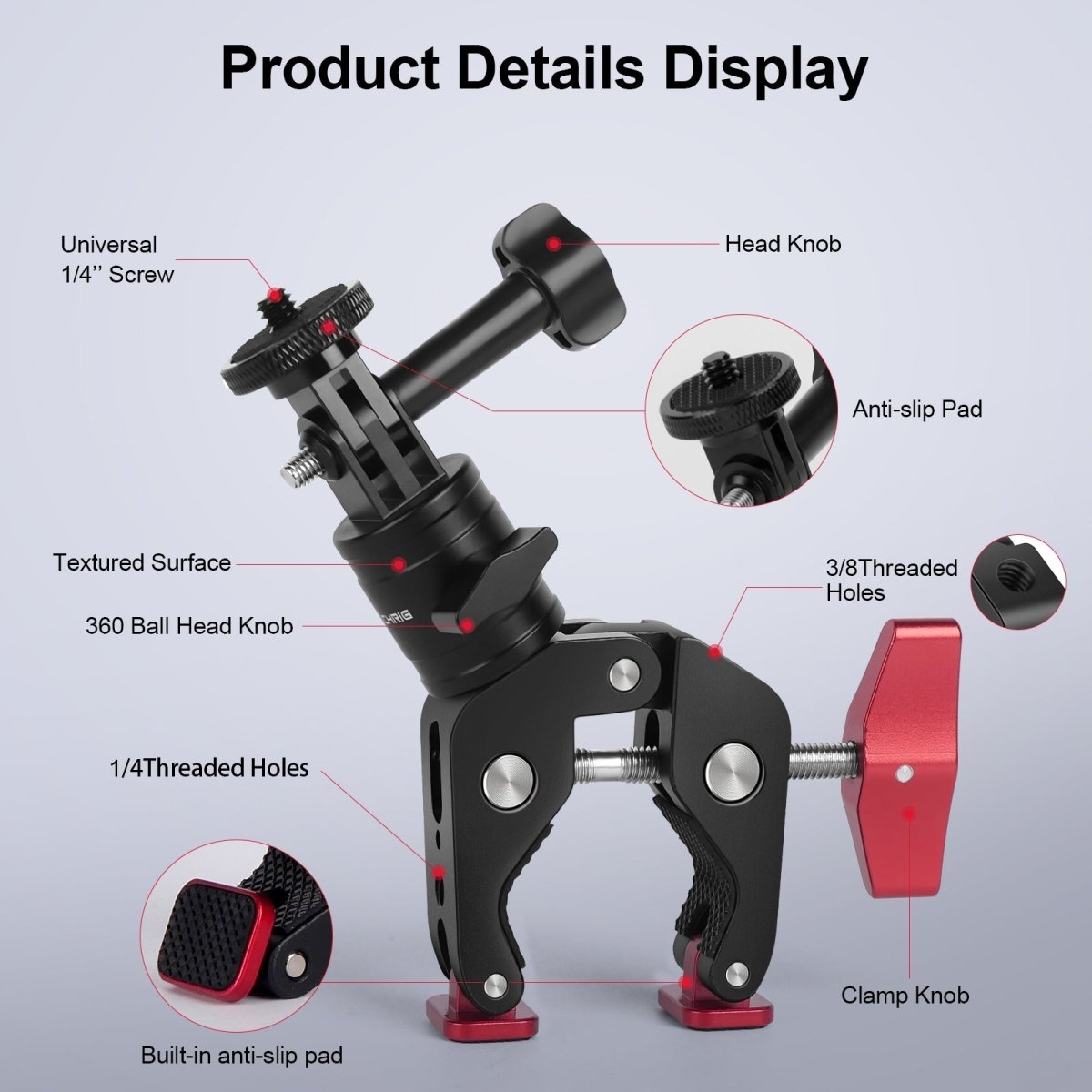 Mechrig Multi - functional 360° Rotatable Super Clamp Mount for Action Cameras - CAME - TV