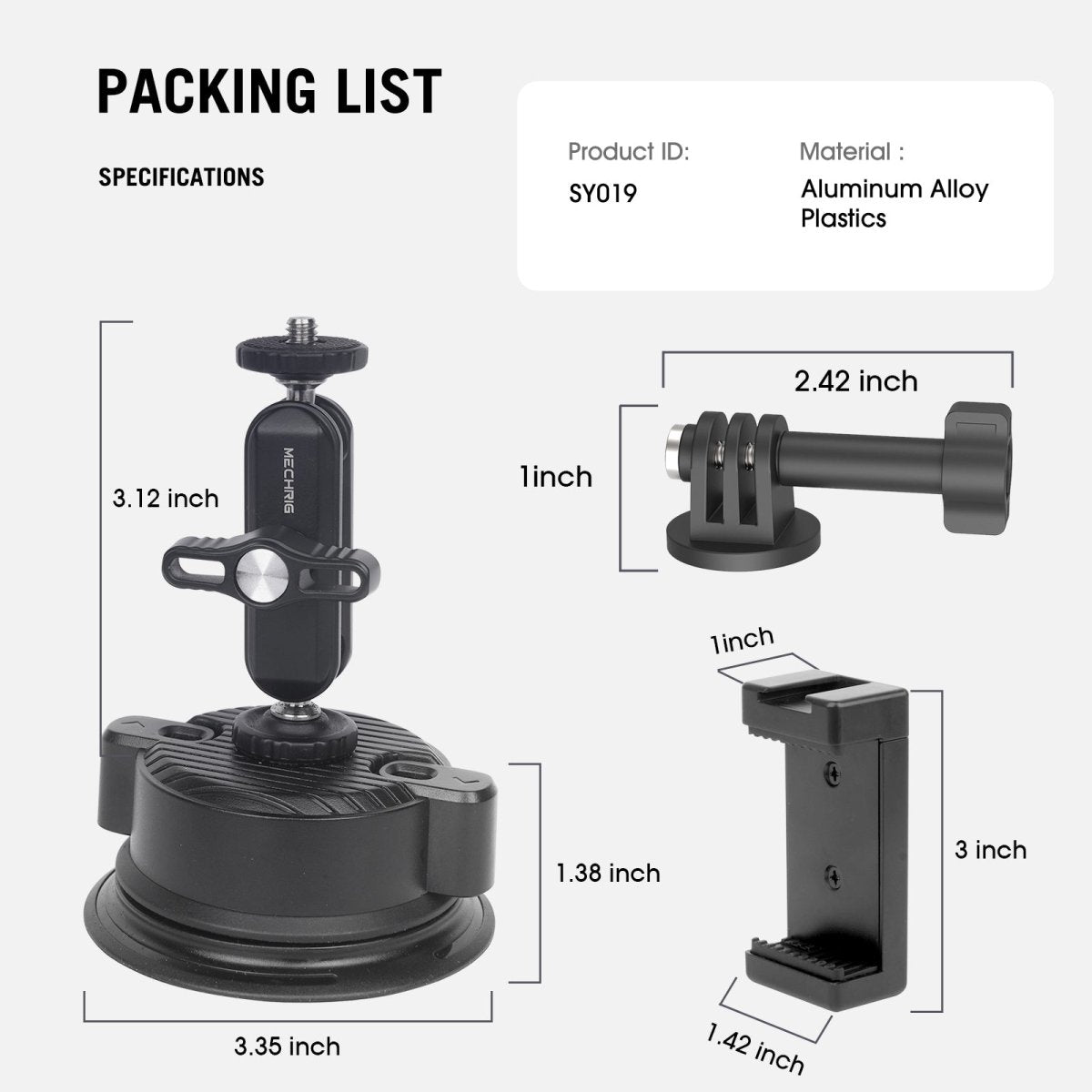 Mechrig Suction Cup Camera Mount with Ballhead Magic Arm - CAME - TV