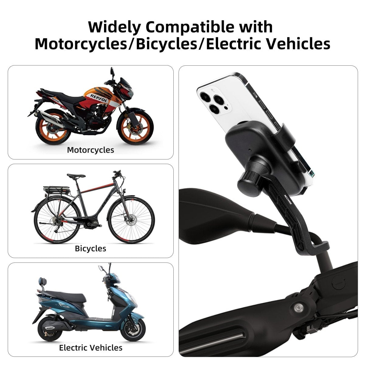 Motorcycle Rearview Mirror Adjustable Phone Holder - CAME - TV