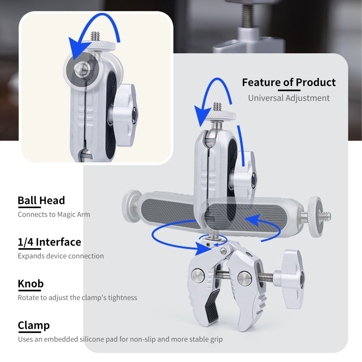 Multi Function Super Clamp With Ball Head Magic Arm - CAME - TV