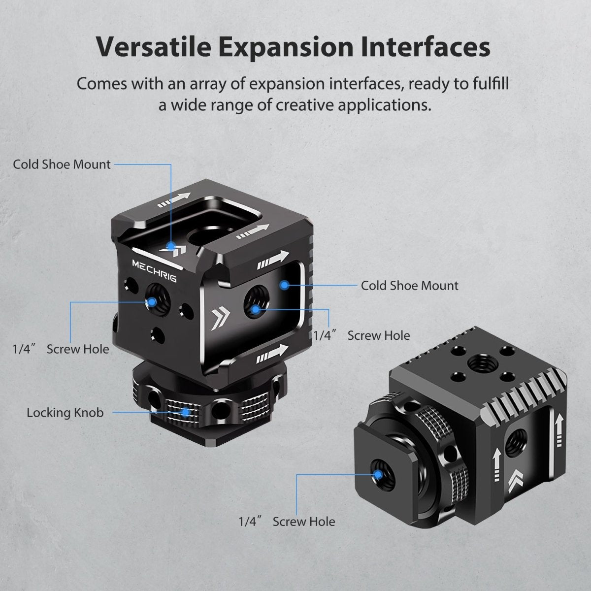 Triple Cold Shoe 1/4 Arri Hole Mount Adapter Base - CAME - TV