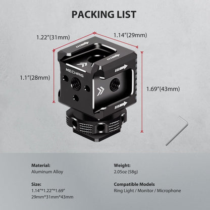 Triple Cold Shoe 1/4 Arri Hole Mount Adapter Base - CAME - TV