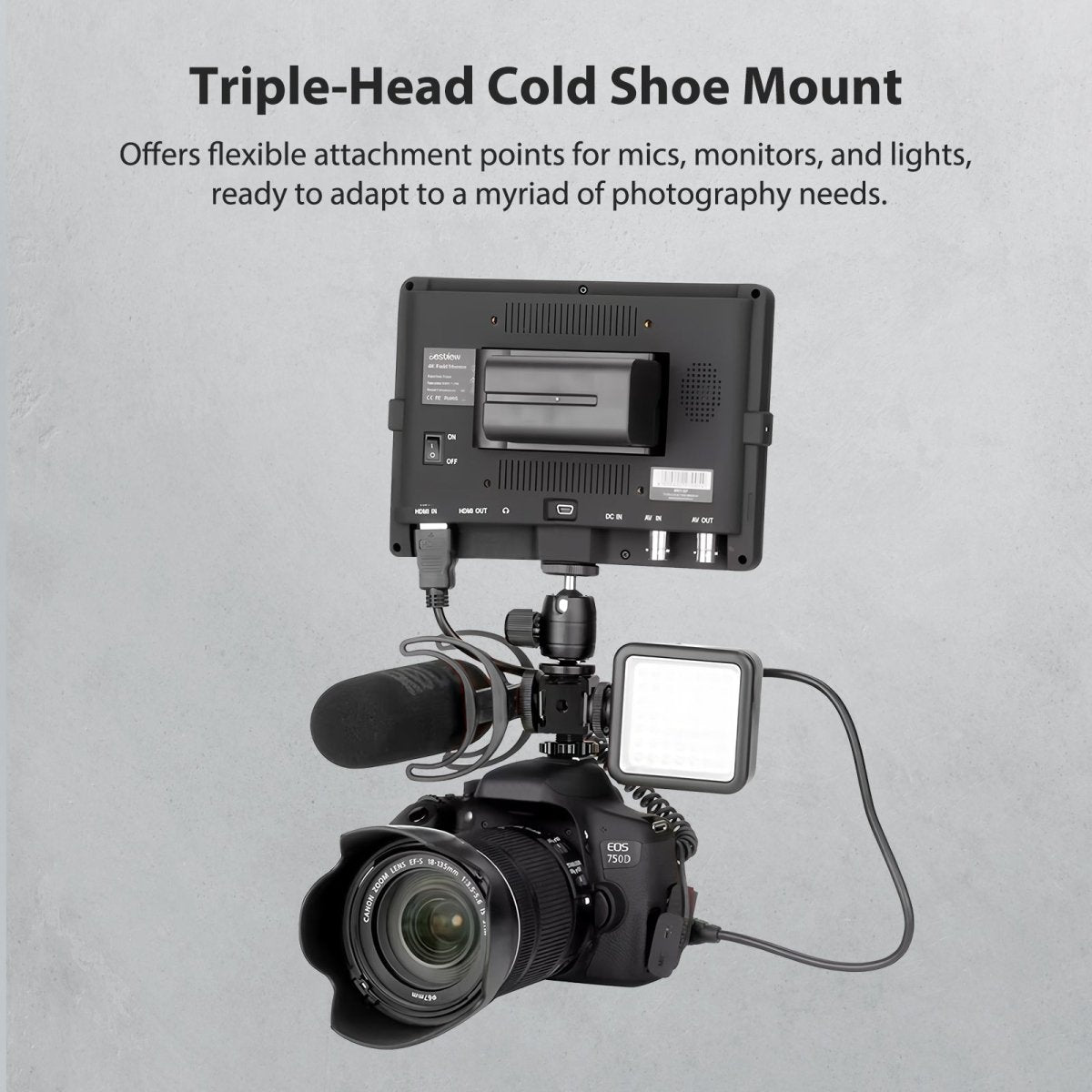 Triple Cold Shoe Camera Expansion Mount Base - CAME - TV