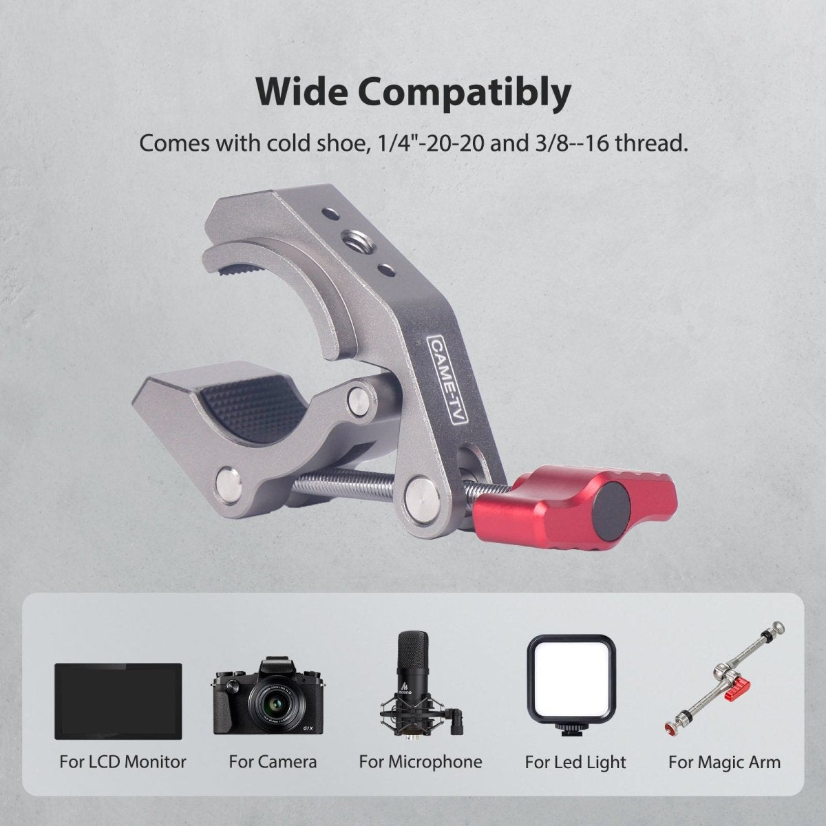 Universal Super Clamp with 1/4" Screw Hole and Cold Shoe - CAME - TV