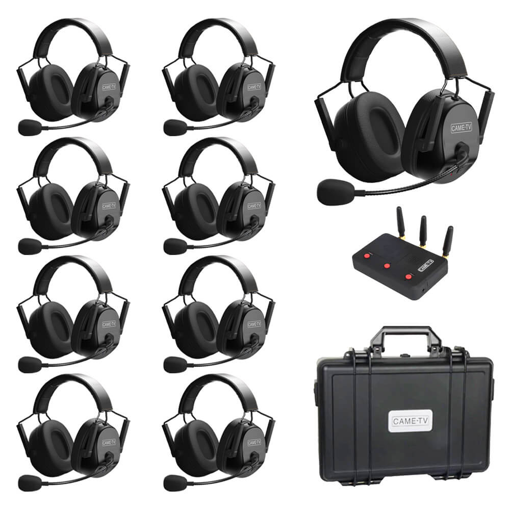 CAME - TV KUMINIK8 Duplex Digital Wireless Intercom Headset Distance up to 1500ft (450 Meters) with Hardcase - Dual Ear 9 Pack - CAME - TV