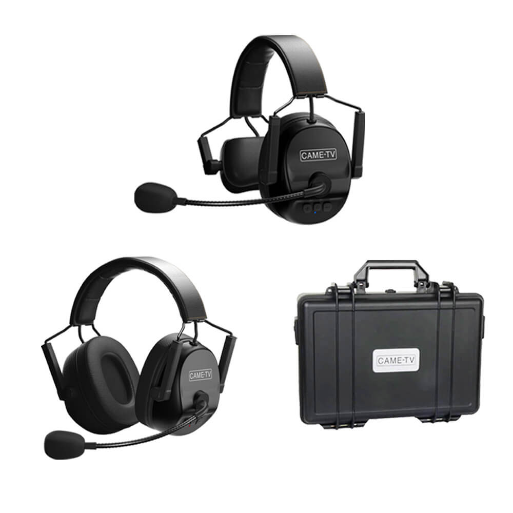 CAME - TV KUMINIK8 Duplex Digital Wireless Intercom Headset Distance up to 1500ft (450 Meters) with Hardcase - Mixed 2 Pack 1 Single Ear & 1 Dual Ear - CAME - TV