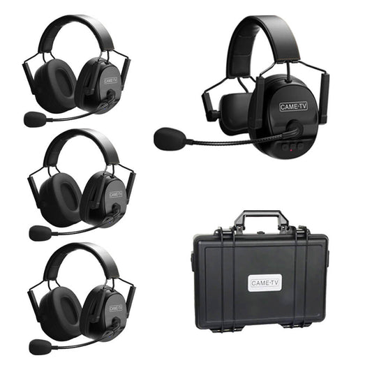 CAME - TV KUMINIK8 Duplex Digital Wireless Intercom Headset Distance up to 1500ft (450 Meters) with Hardcase - Mixed 4 Pack 1 Single Ear & 3 Dual Ear - CAME - TV