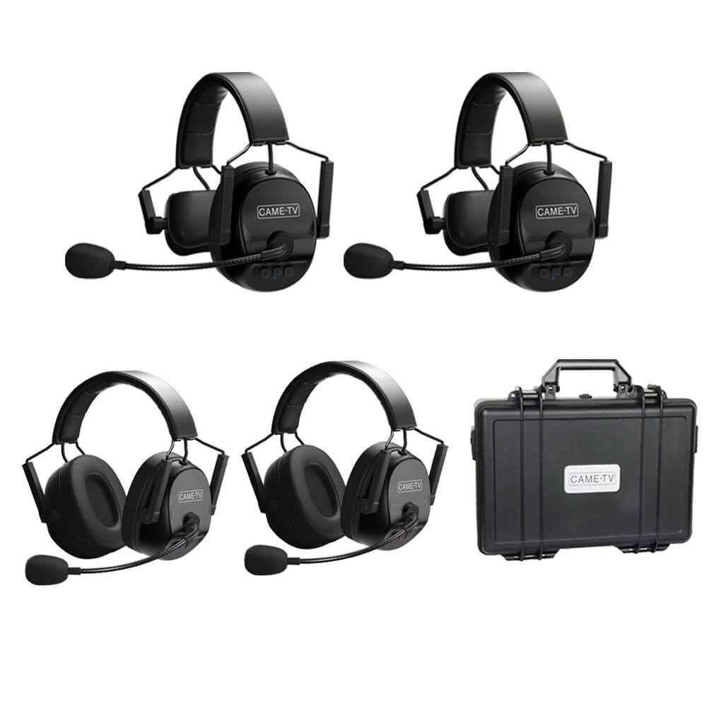 CAME - TV KUMINIK8 Duplex Digital Wireless Intercom Headset Distance up to 1500ft (450 Meters) with Hardcase - Mixed 4 Pack 2 Single Ear & 2 Dual Ear - CAME - TV