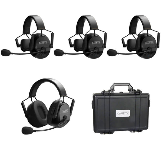 CAME - TV KUMINIK8 Duplex Digital Wireless Intercom Headset Distance up to 1500ft (450 Meters) with Hardcase - Mixed 4 Pack 3 Single Ear & 1 Dual Ear - CAME - TV