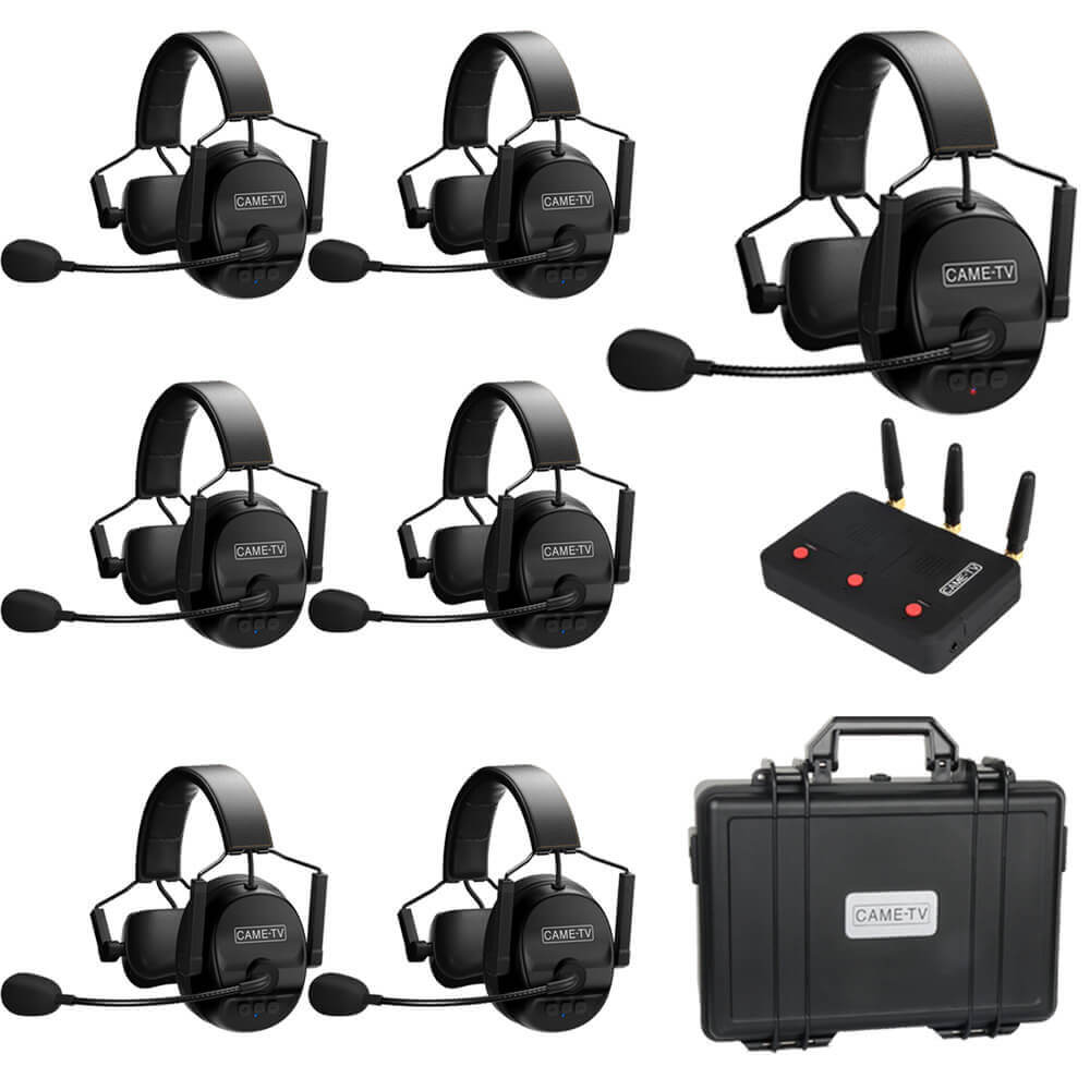 CAME - TV KUMINIK8 Duplex Digital Wireless Intercom Headset Distance up to 1500ft (450 Meters) with Hardcase - Single Ear 7 Pack - CAME - TV