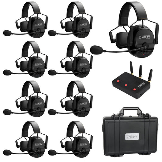 CAME - TV KUMINIK8 Duplex Digital Wireless Intercom Headset Distance up to 1500ft (450 Meters) with Hardcase - Single Ear 9 Pack - CAME - TV