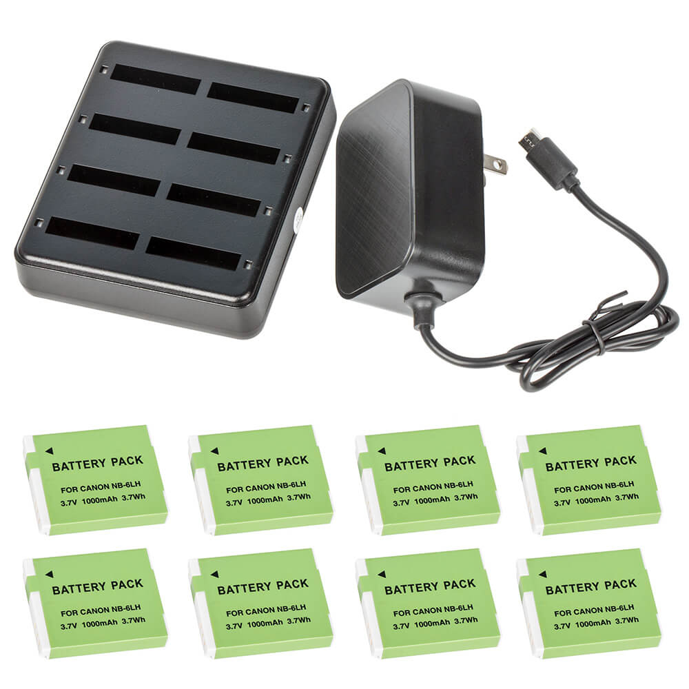 CAME - TV Octo USB Charger with AC Power Supply includes 8 NB - 6L Style Batteries - CAME - TV