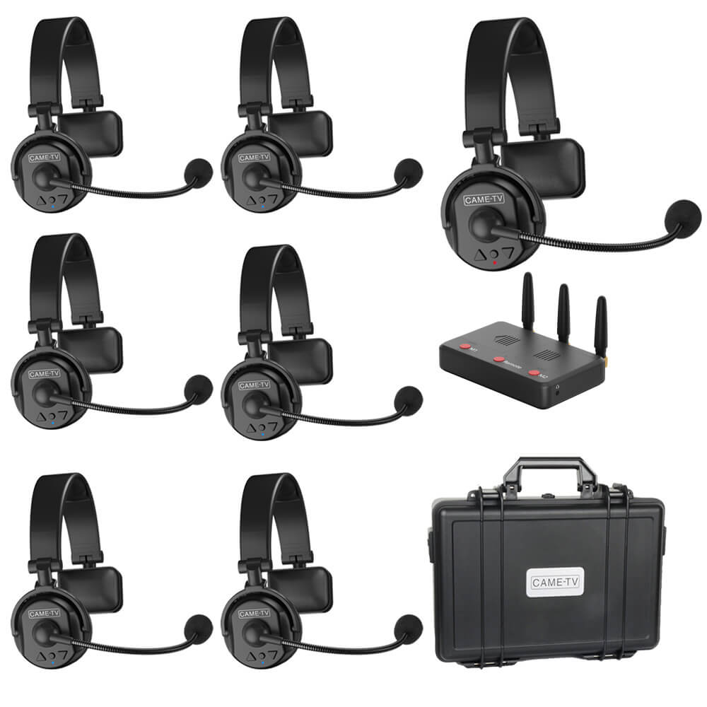 CAME - TV WAERO Duplex Digital Wireless Intercom Headset Communication System with Hub 7 Pack - CAME - TV