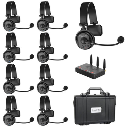 CAME - TV WAERO Duplex Digital Wireless Intercom Headset Communication System with Hub 9 Pack - CAME - TV